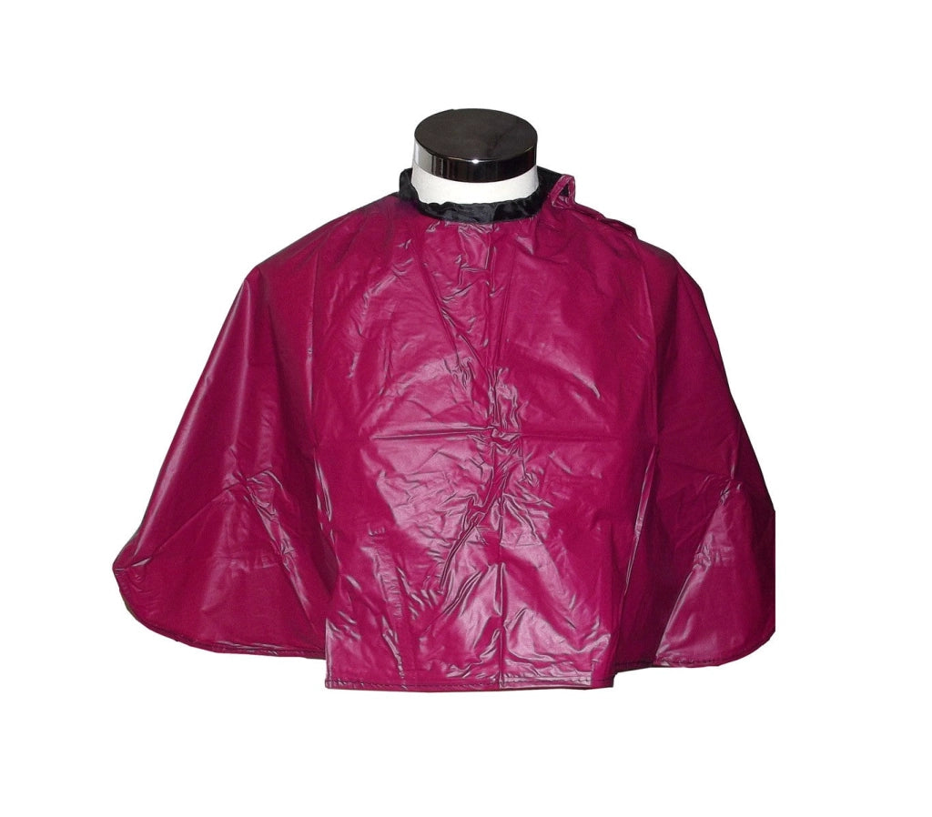 Mantella da parrucchiere corta 91x68 cm bordeaux in pvc per taglio e colore