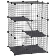 Gabbia per conigli 3 livelli modulabile ¨C zephmum ¨C nero, metallo, 70x70x105