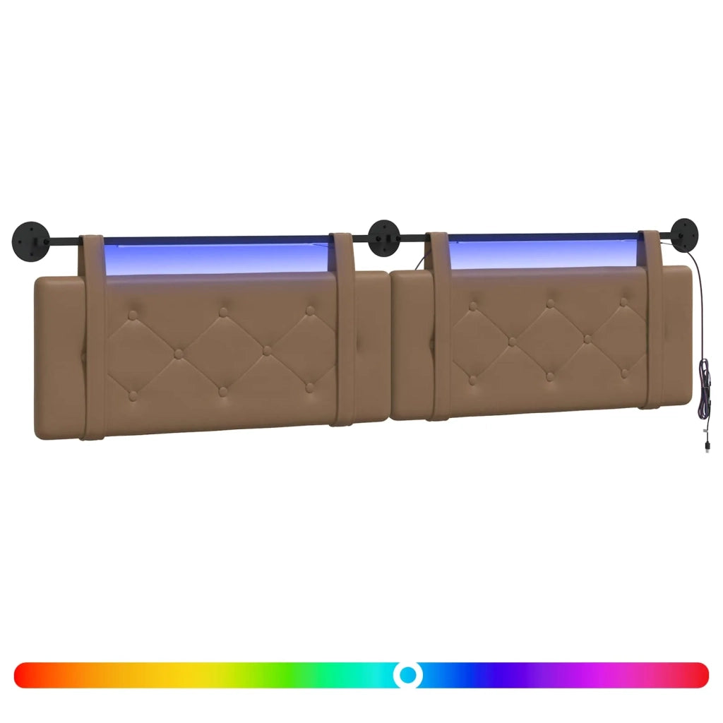 Testiera sospesa Con luce LED Cappuccino Similpelle 3424265