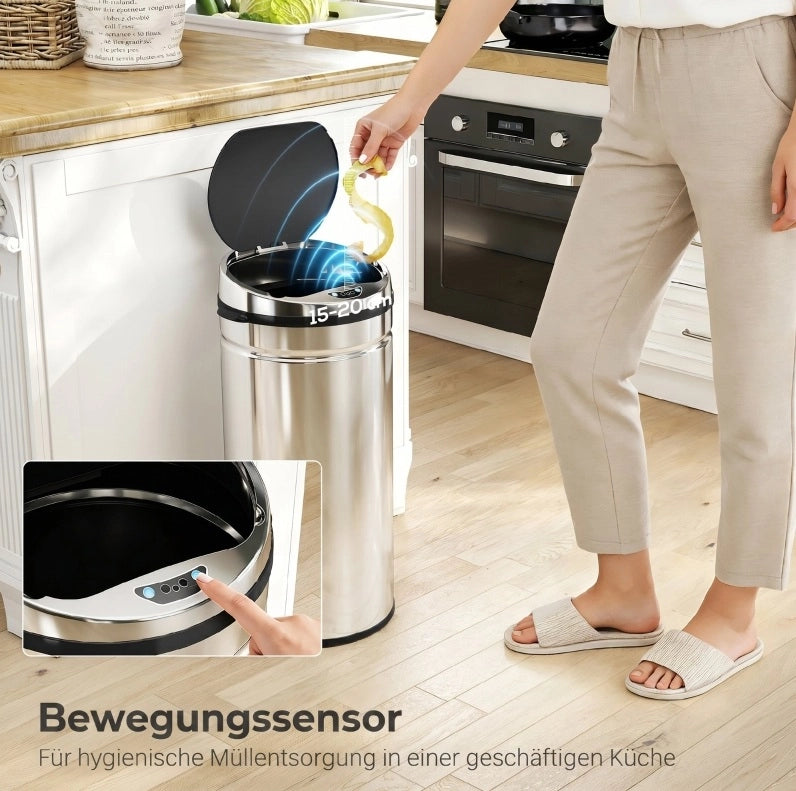 BIDONE con Sensore Automatico 42 L Acciaio Inossidabile Argento