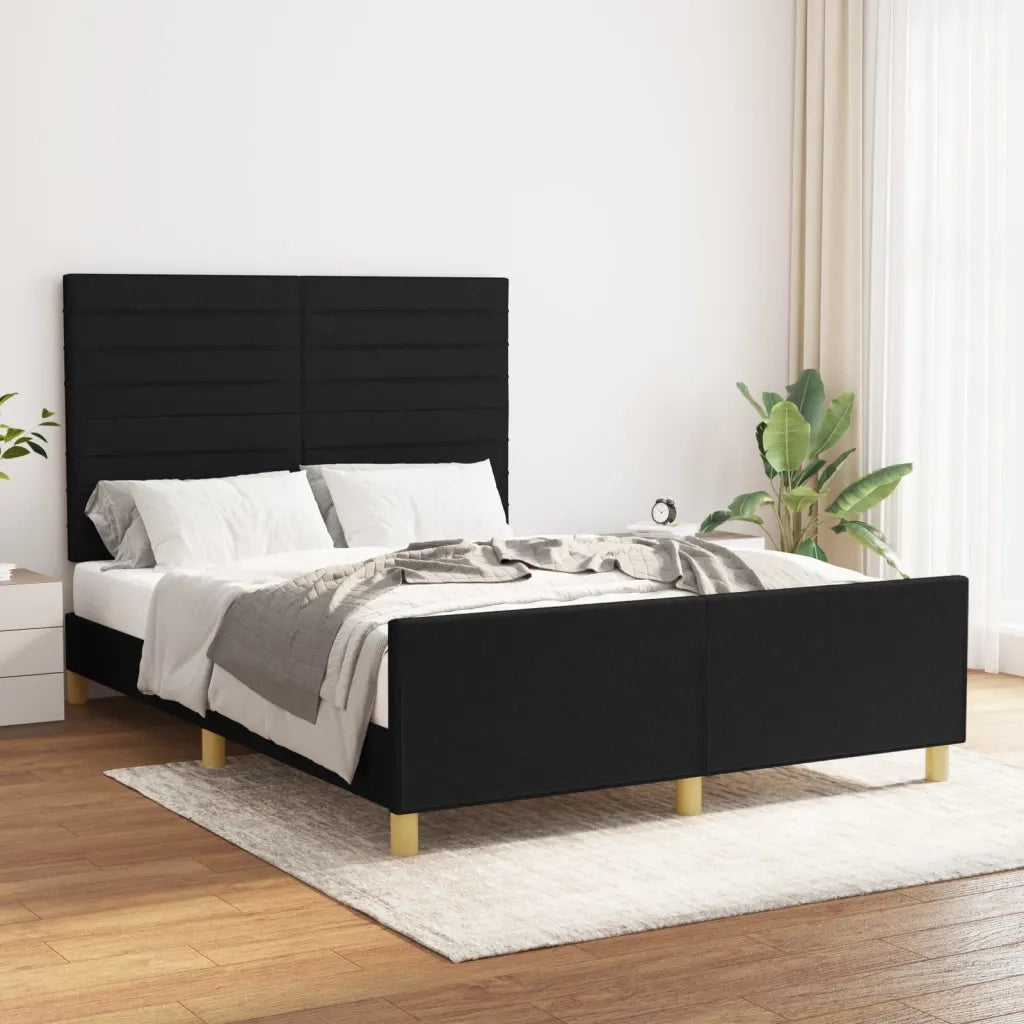 Letto matrimoniale | Letto per adulti | Giroletto senza Materasso Nero 140x200 cm in Tessuto