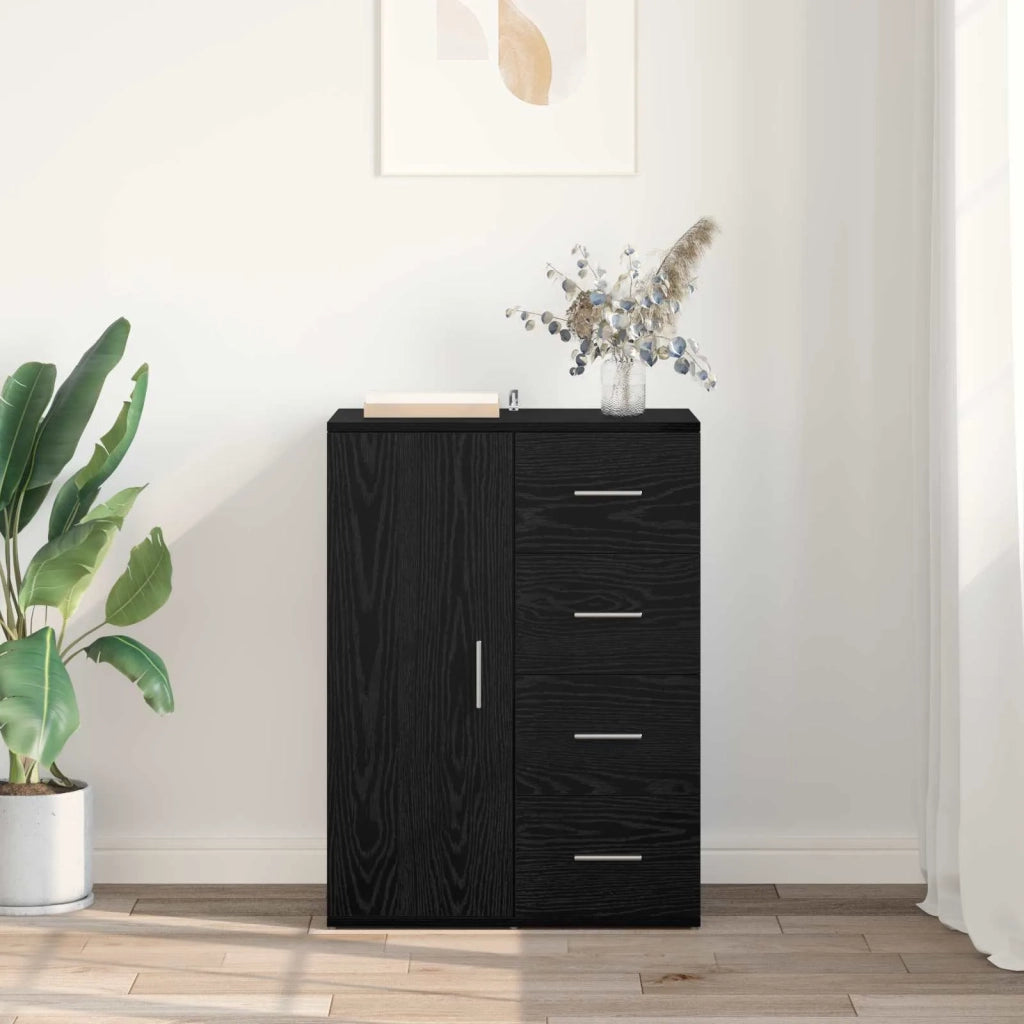 Credenza | Madia | Buffet da pranzo | Armadio da pranzo Rovere Nero 59 x 39 x 80 cm Legno multistrato