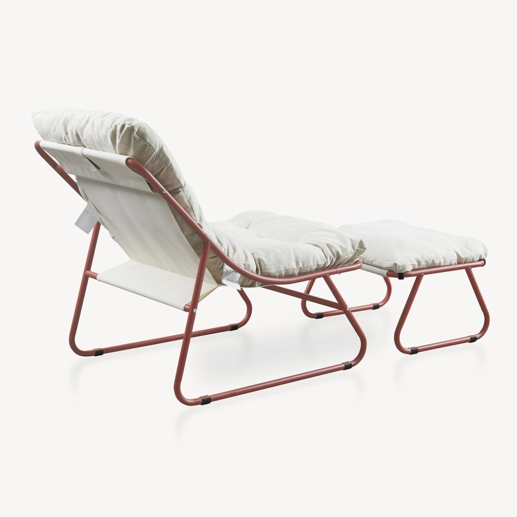 Set Malmö di 2 Mobili da Giardino Poltrona e Poggiapiedi con Cuscino - Terracotta/Beige casa.pro
