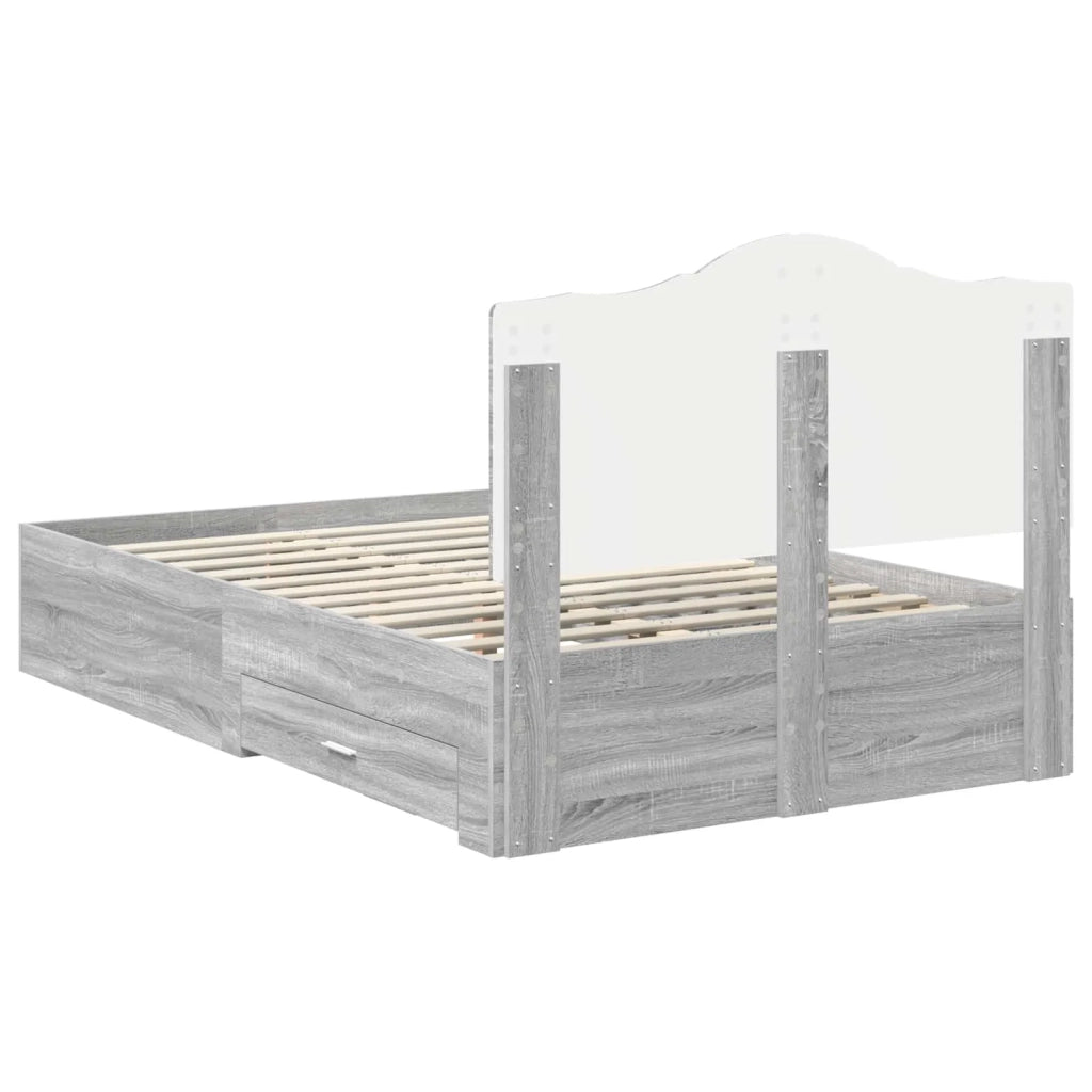 Letto matrimoniale | Letto per adulti | Struttura del letto con testiera Grigio Sonoma 120 x 200 cm