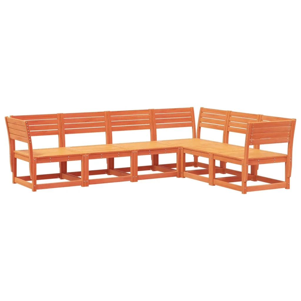 Set Divani da Giardino 6 pz Marrone Cera Legno Massello Pino 3217017