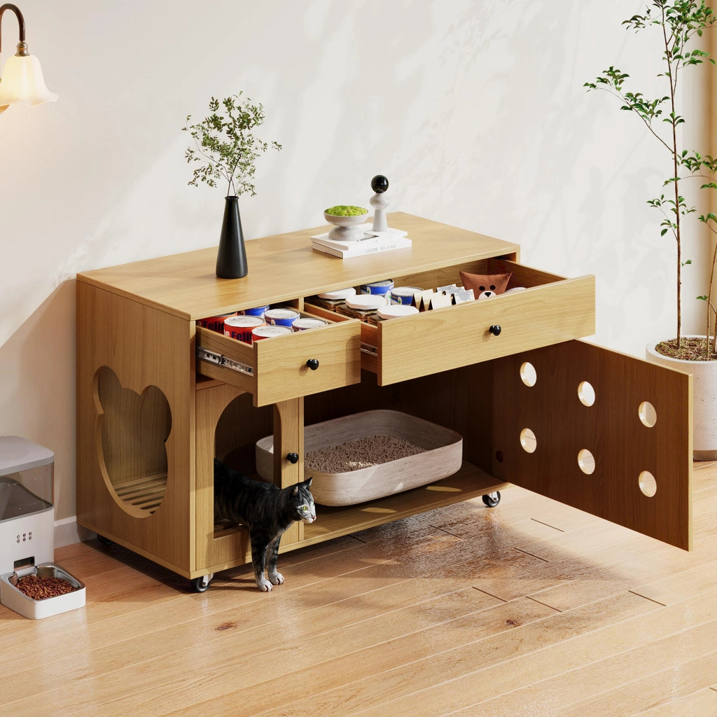 ARMADIO LETTIERA GATTI 100x45x66 cm in MDF Colore naturale