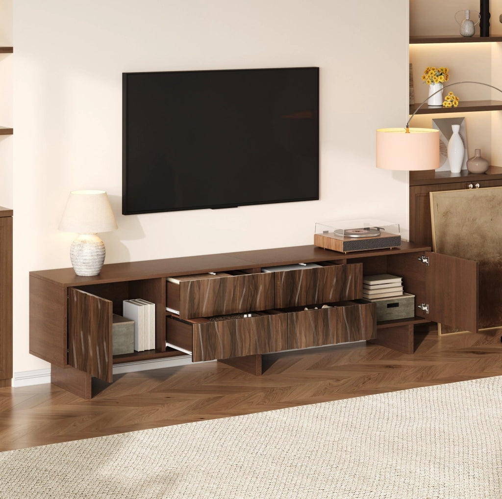 Mobile TV 180x40x56 cm con 4 cassetti e 2 ante noce HOMVRA