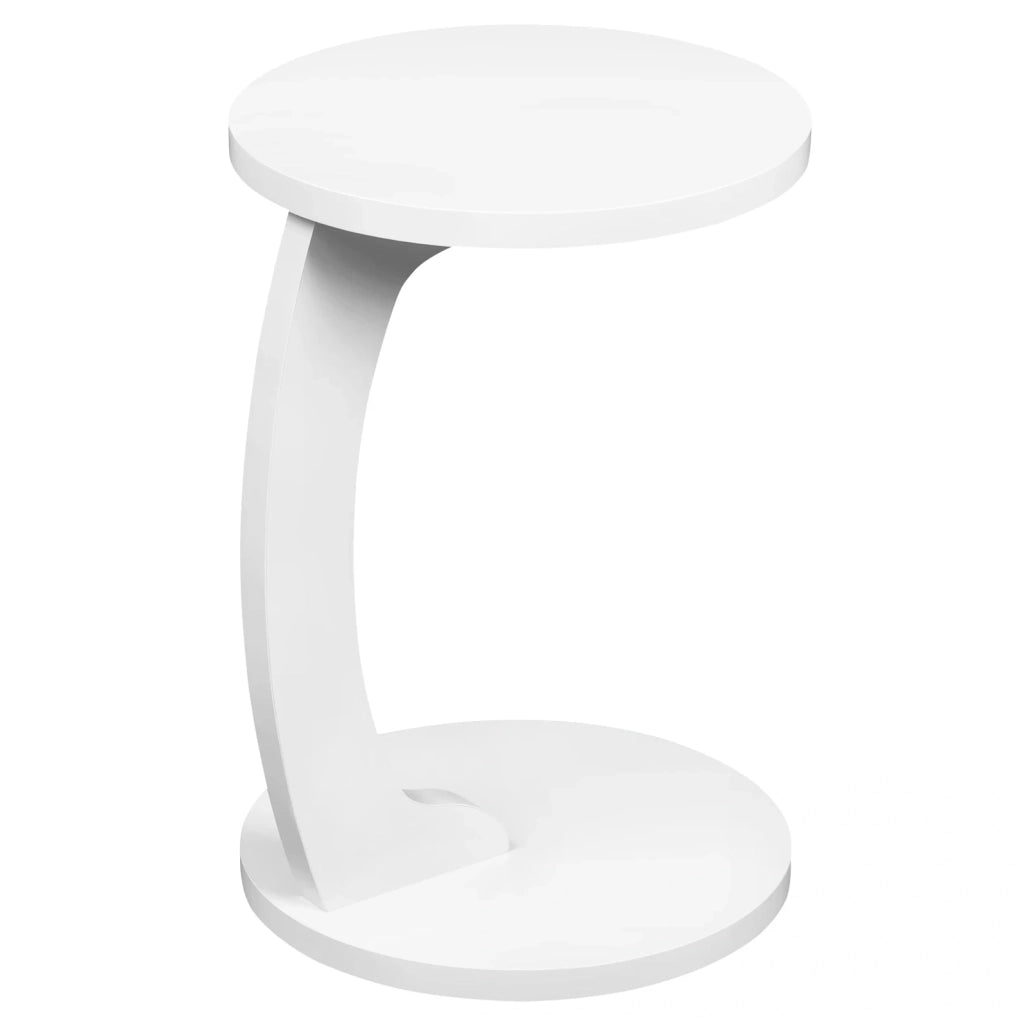 Tavolino laterale a C rotondo bianco 38x55 cm in MDF HOMVRA