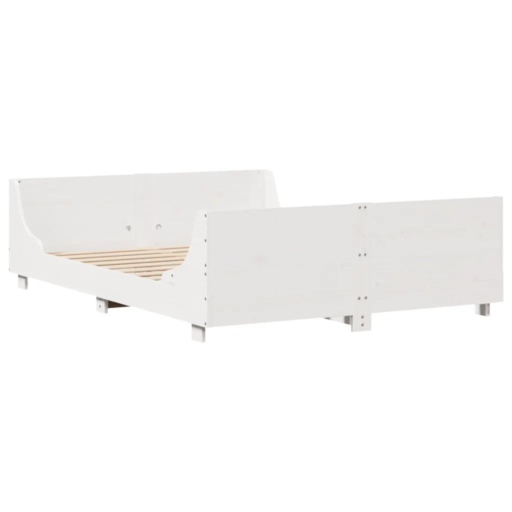 Letto senza Materasso-Struttura Letto Bianco 160x200 cm Legno Massello di Pino 927444