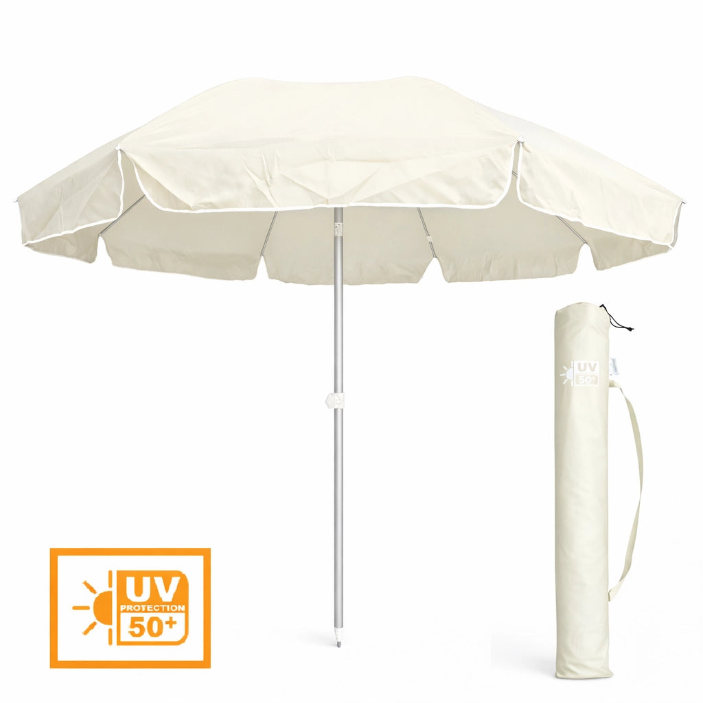 Ombrellone Mare Spiaggia 240 cm Antivento Alluminio UV50+ Inclinabile con Custodia e Trivella