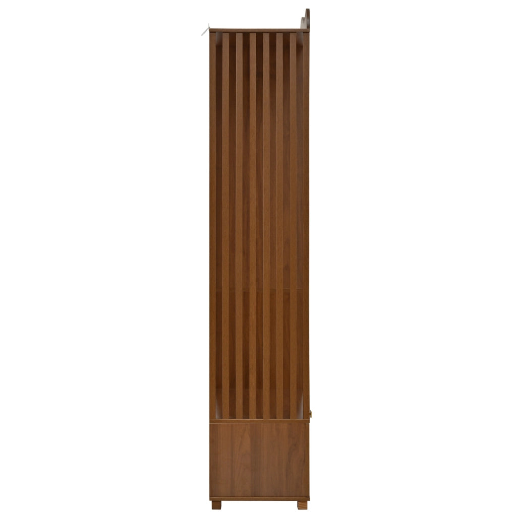 Armadio guardaroba 115;5x38;5x194;5 cm con specchio e appendiabiti in MDF noce HOMVRA