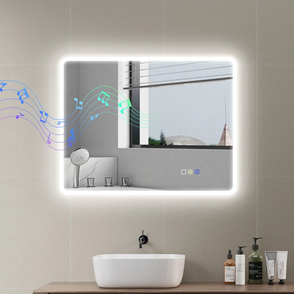 Specchio da Bagno LED con Memoria e Antiappannante ¨C Minimal ¨C Argento 70x90 cm