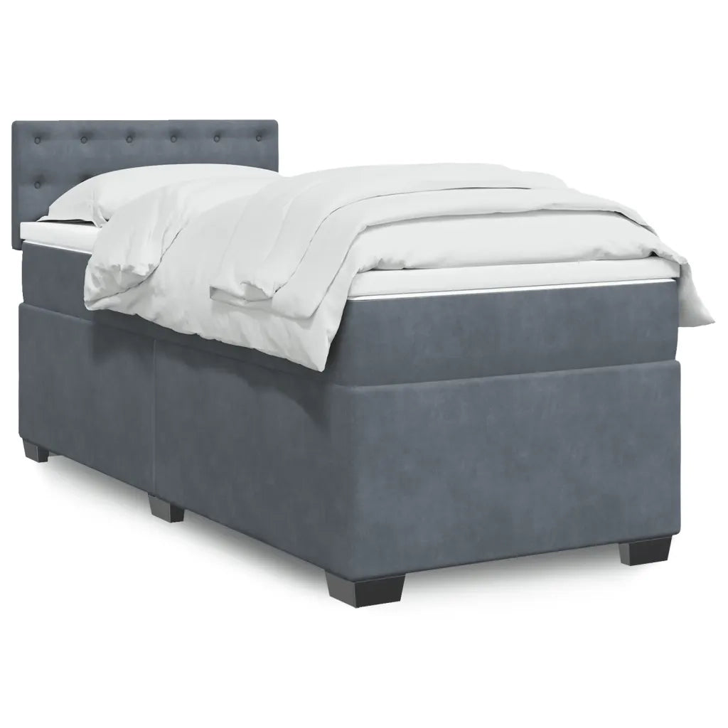 Giroletto a Molle con Materasso Grigio Scuro 90x200 cm Velluto 3288511