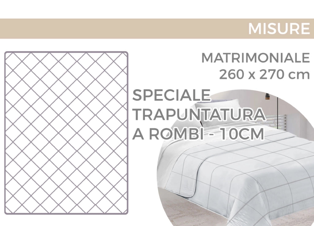 Trapuntino Piumino Estivo Primaverile 100gr/mq Leggero Disegno Nebula - Matrimoniale - Ottanio