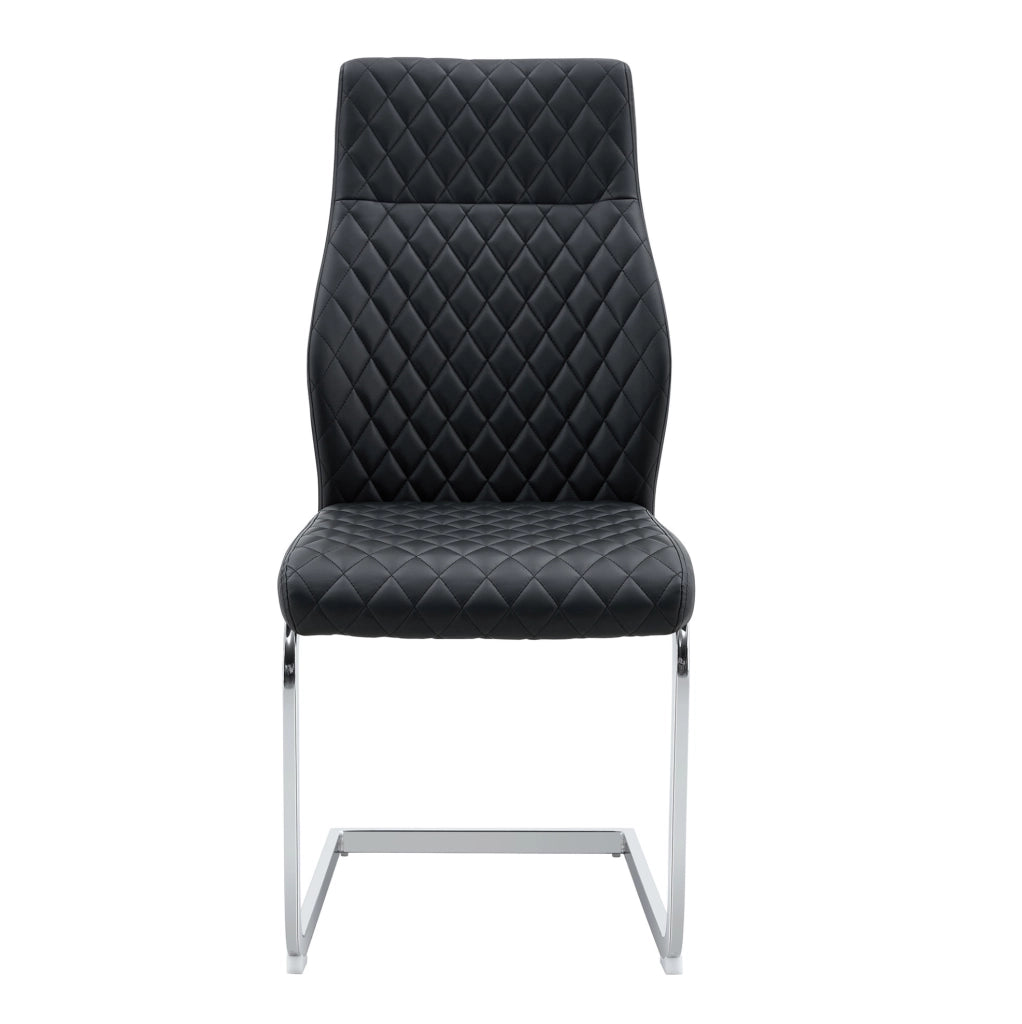 Set 2 sedie da pranzo ULEVR con schienale alto, imbottitura da 5 cm e rivestimento in similpelle nero
