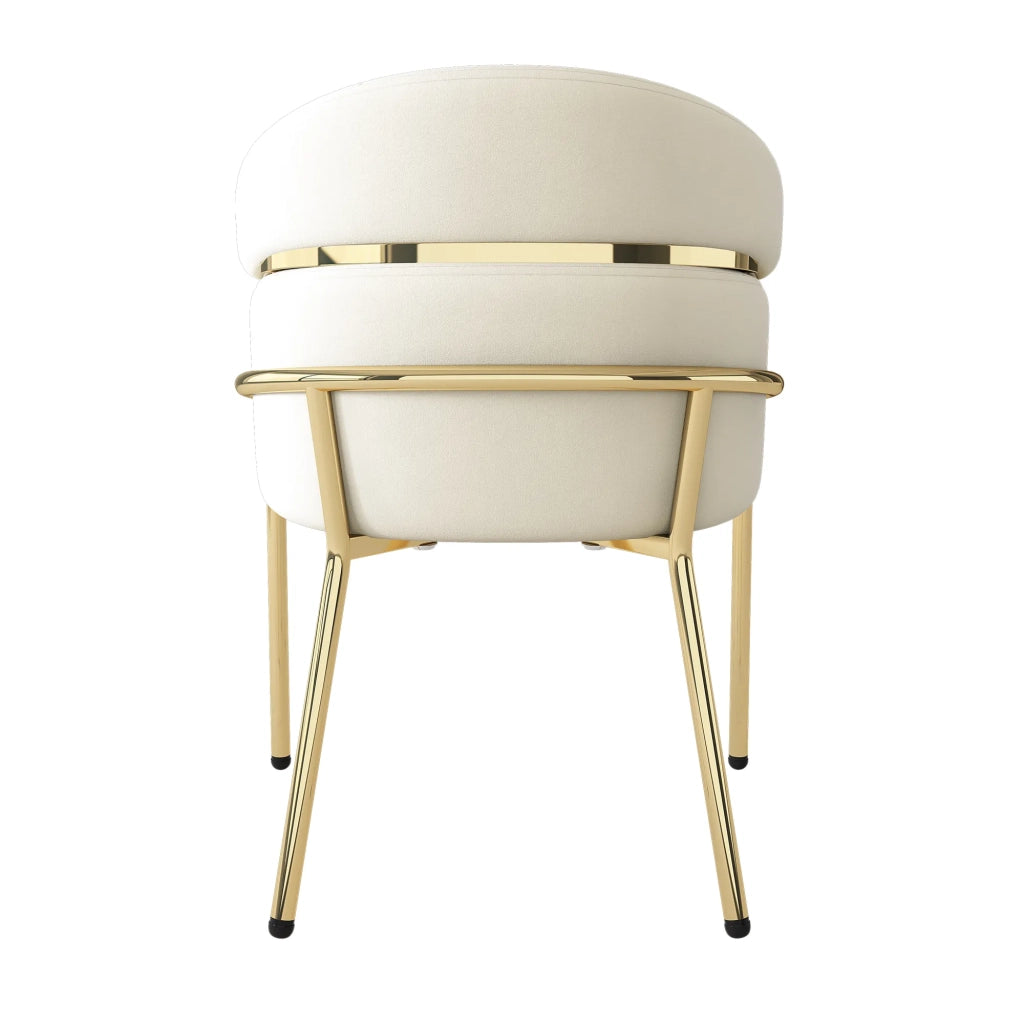 Set 6 Sedie da Pranzo in Velluto Beige, Design Leggero Lusso con 4 Gambe in Metallo, per Soggiorno, Camera da Letto e Tempo Libero
