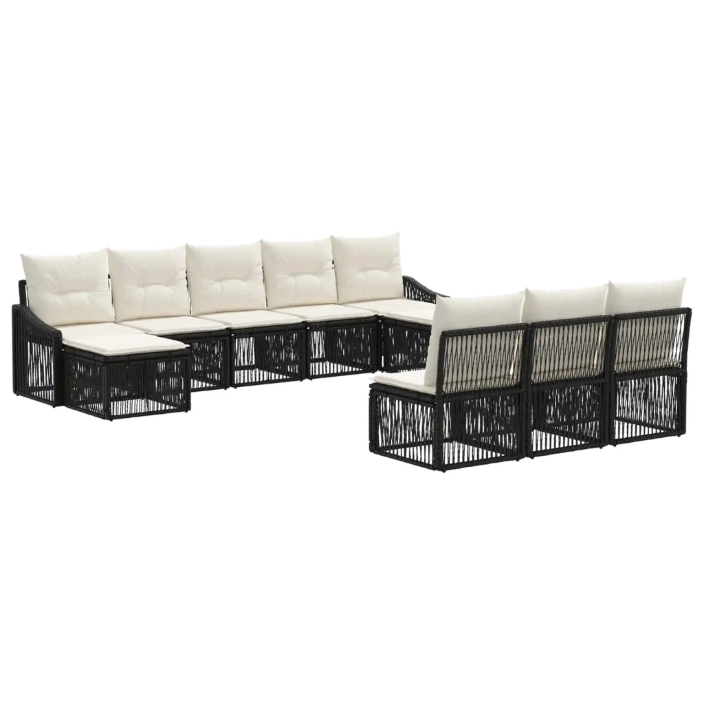 Set Divano da Giardino 10 pz Nero polyrattan 3436126