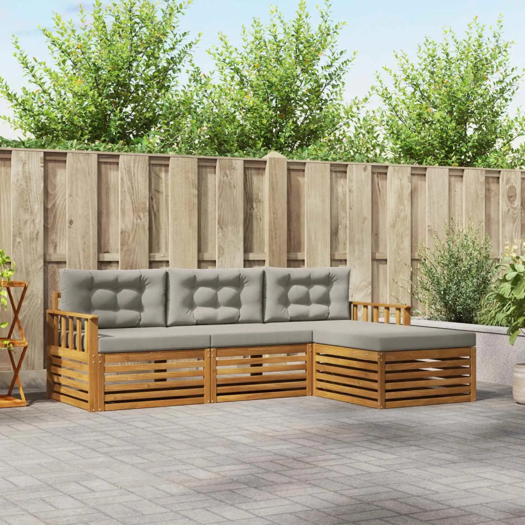 Set di divani da esterno 4 pcs Grigio Naturale e Chiaro 3373251