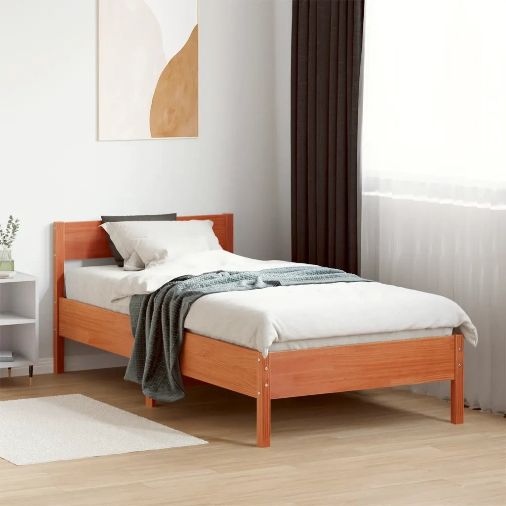 Letto senza Materasso-Struttura Letto Marrone Cera 75x190 cm in Legno di Pino 492927