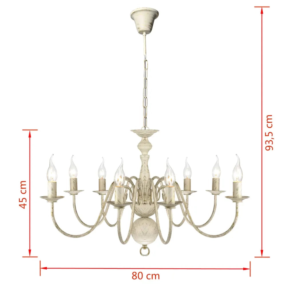 Lampadario in metallo bianco anticato per uso residenziale design classico 80 x 45 cm metallo bianco anticato 02_0046250