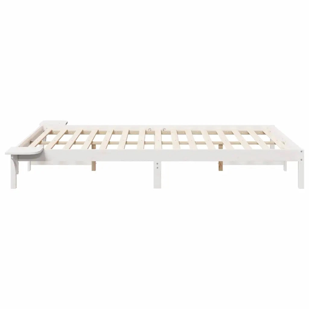 Letto con Tavolini Laterali Bianco 160 x 210 cm Pino massello