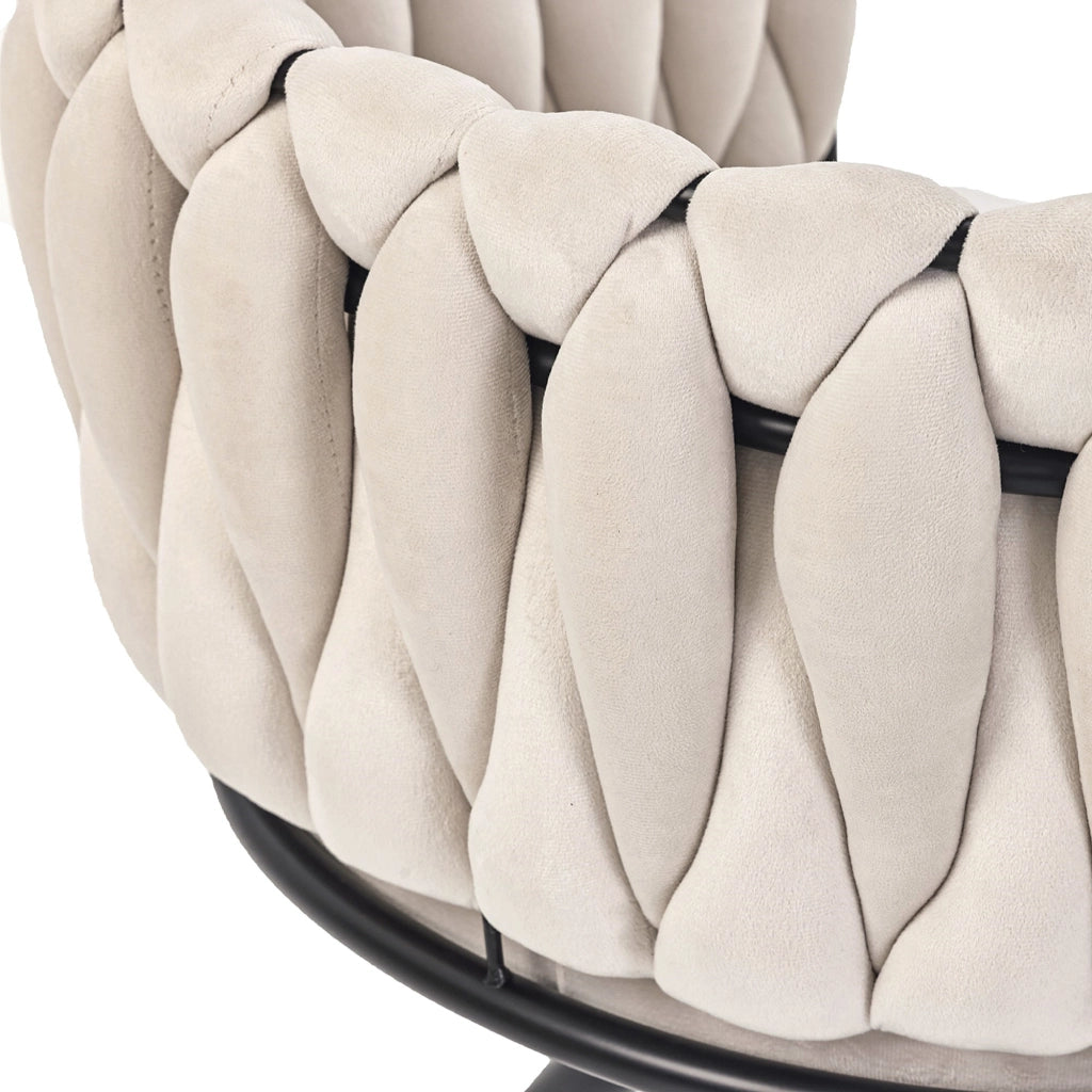 SEDIA GIREVOLE 360° Set da 4 pezzi in velluto beige con struttura in acciaio