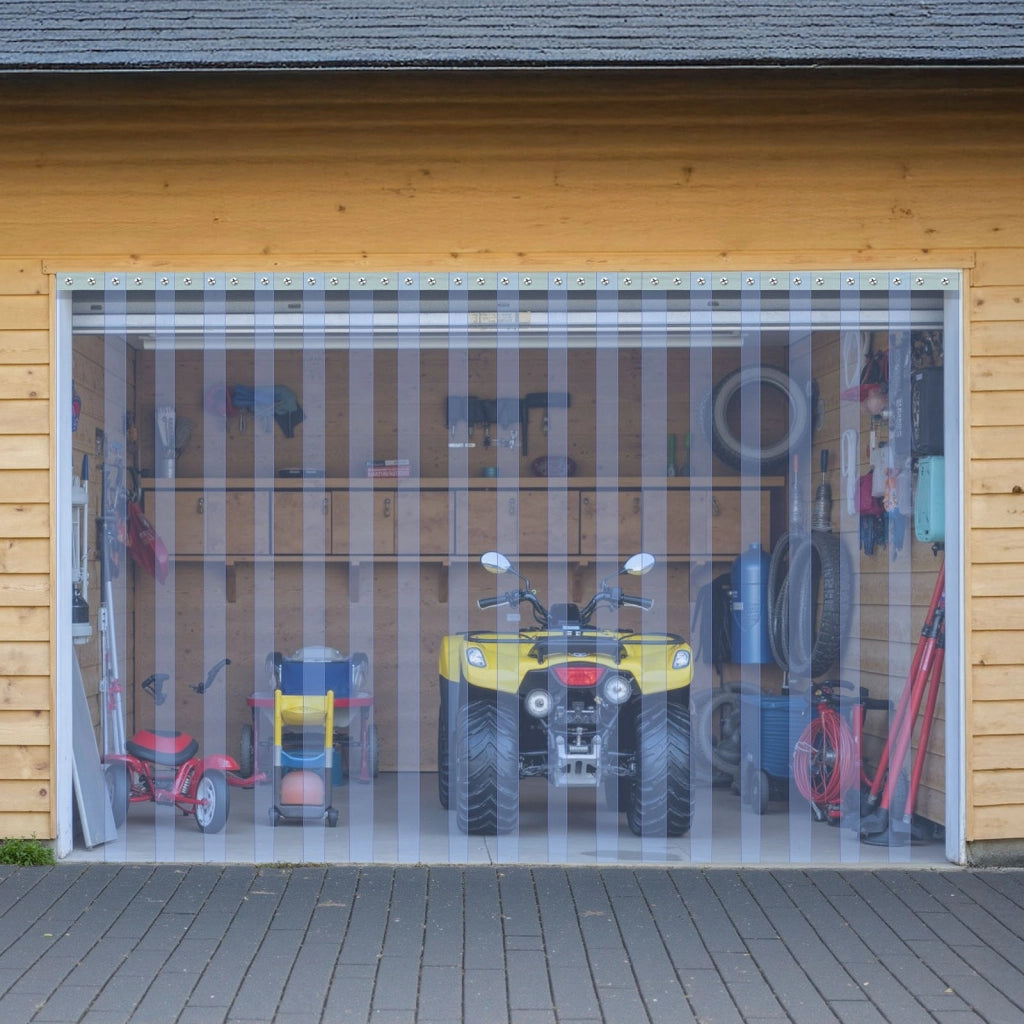 Rotolo Tenda a Strisce in PVC Trasparente MS-0001 15 m x 20 cm Spessore 2 mm per Porte Magazzino e Celle Frigorifere