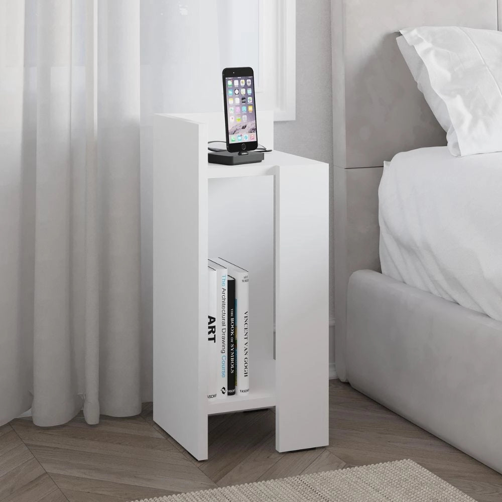 Tavolino comodino di design Elos 25x27x60h sinistro colore bianco
