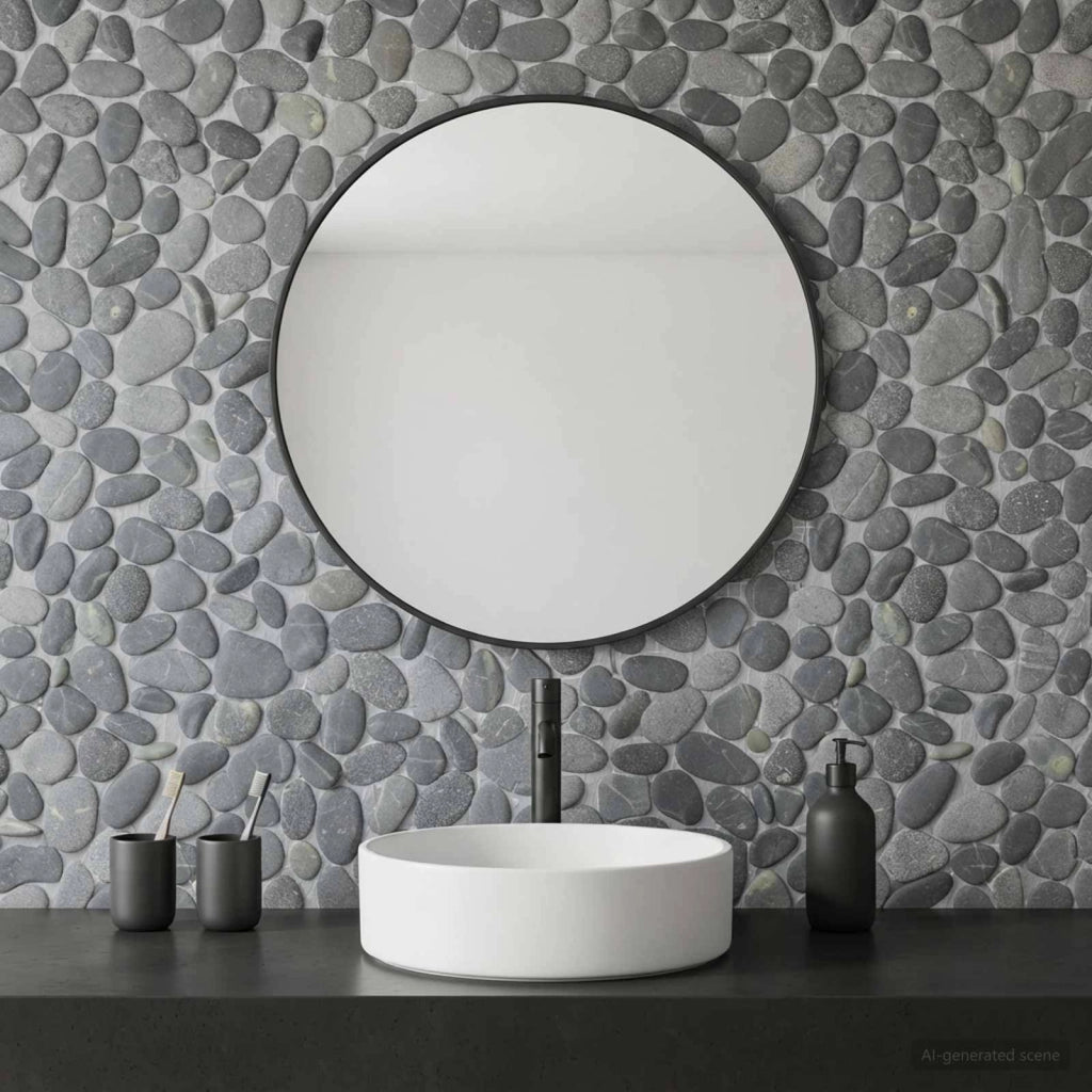 Pavimenti in ciottoli Grigio 30 x 30 cm Ciottolo Fluviale 42033532