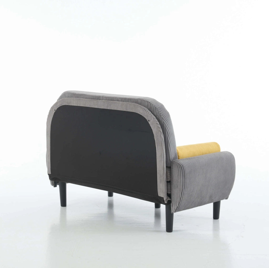 Divano Loveseat in Velluto Grigio con Contenitore, Poltrona Relax e Letto