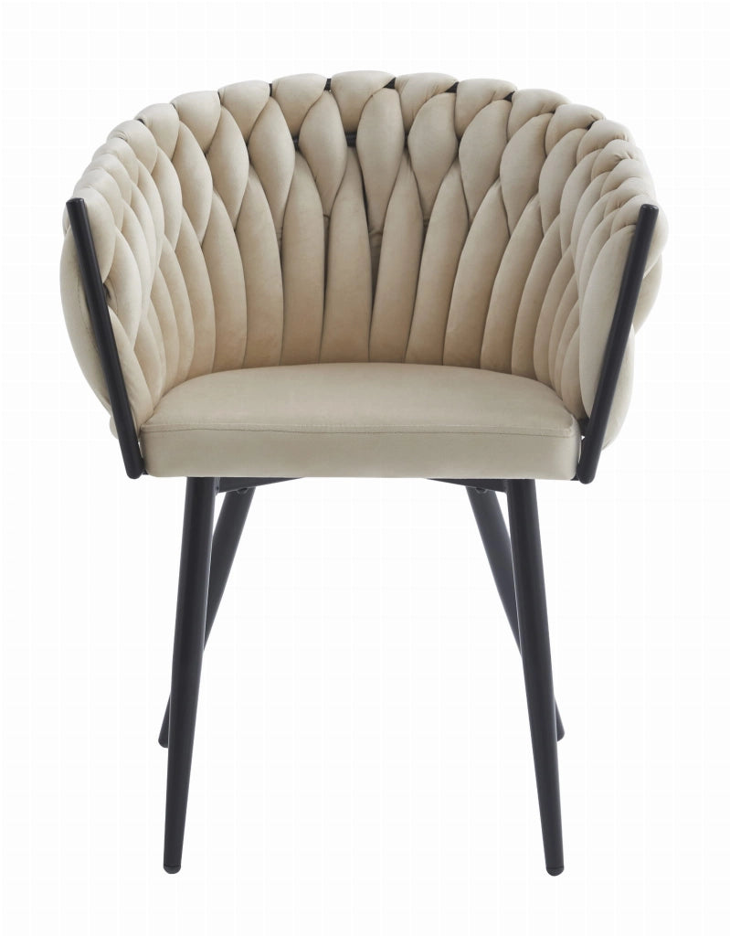 Sedia Valora MAYAN in velluto beige con gambe nere