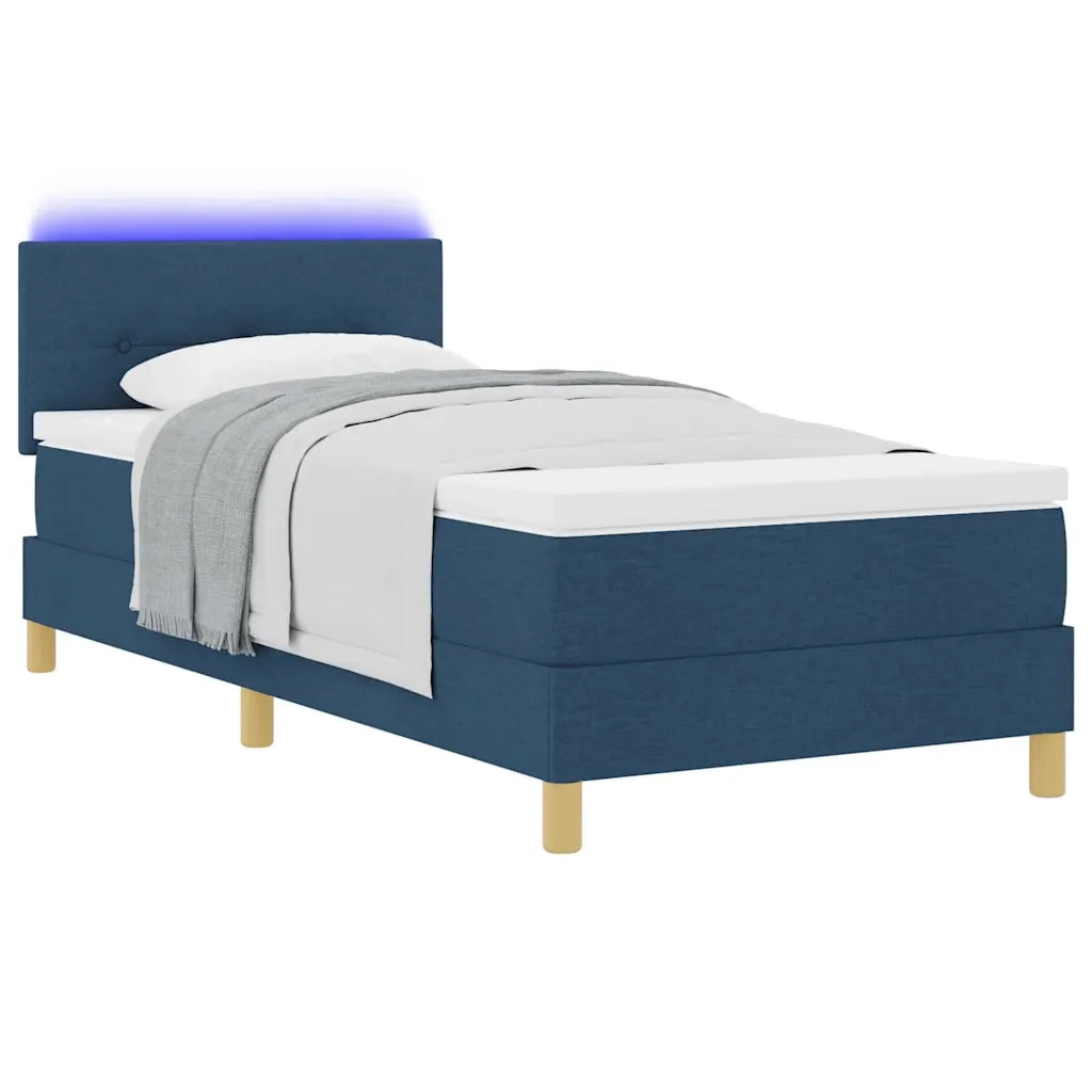 Letto a Sorgente LED con materasso Blu 90 x 200 cm Tessuto