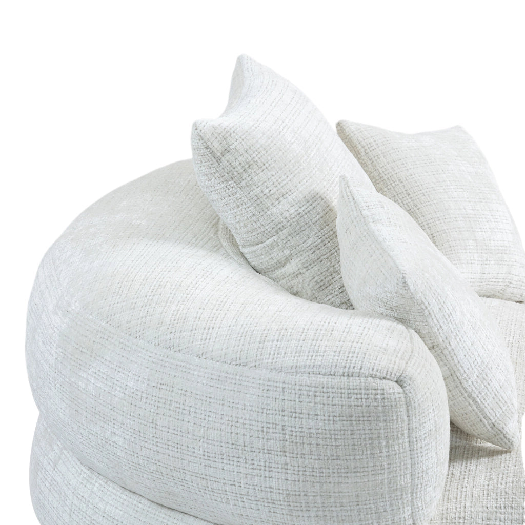 Poltrona sacco oversize in ciniglia beige 108x108x52 cm HOMVRA