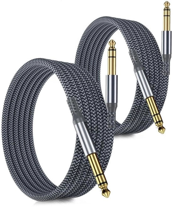 Cavo di Collegamento Chitarra - Cavo Audio Strumento - Collegamento Elettronica Musica - Doppia Isolamento Oro - 2x 9 Metri - Grigio