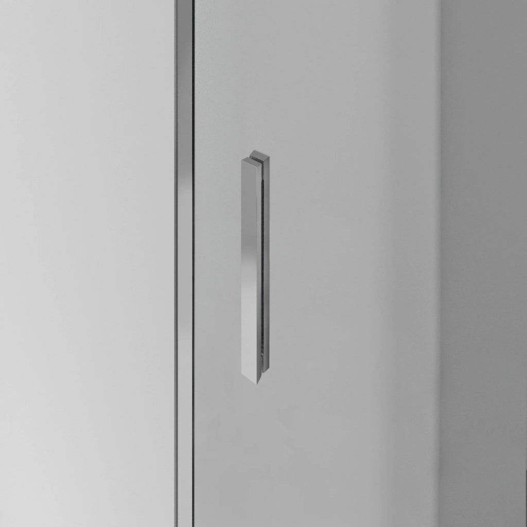 Box doccia angolare BASIC fisso + scorrevole + laterale fisso 150x90 cm (145-150/86,5-89) nichel spazzolato vetro Frost