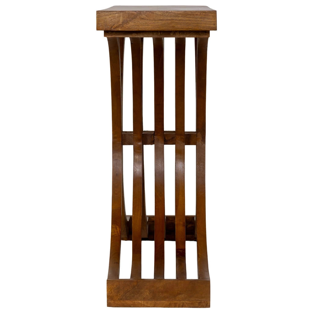 Tavolino da ingresso artigianale in legno marrone 100x30x82h cm