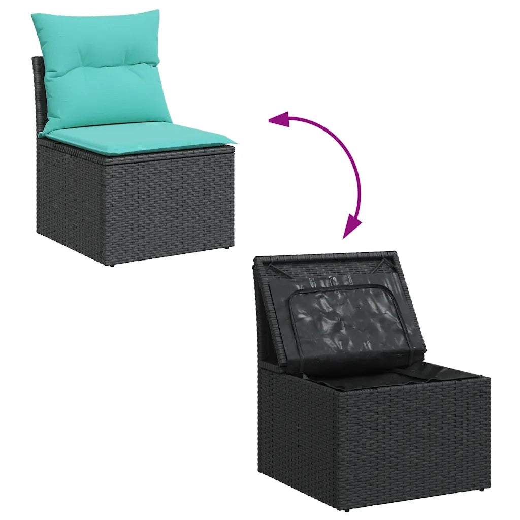 Set Divani da Giardino con Cuscini 7pz Nero Polyrattan 3326892
