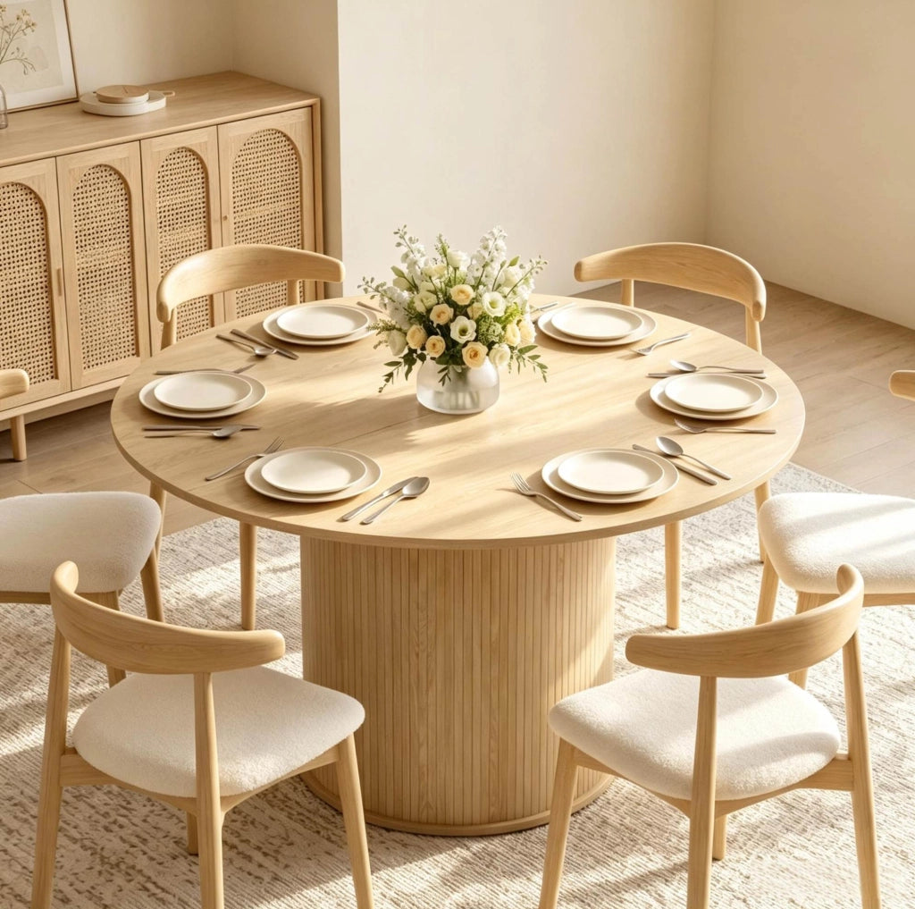Tavolo da pranzo rotondo Ø120 cm effetto legno naturale