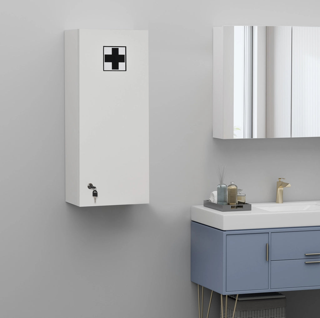 Armadio medico a muro chiudibile con ripiani regolabili, 30x20x70 cm, ideale per casa e ufficio