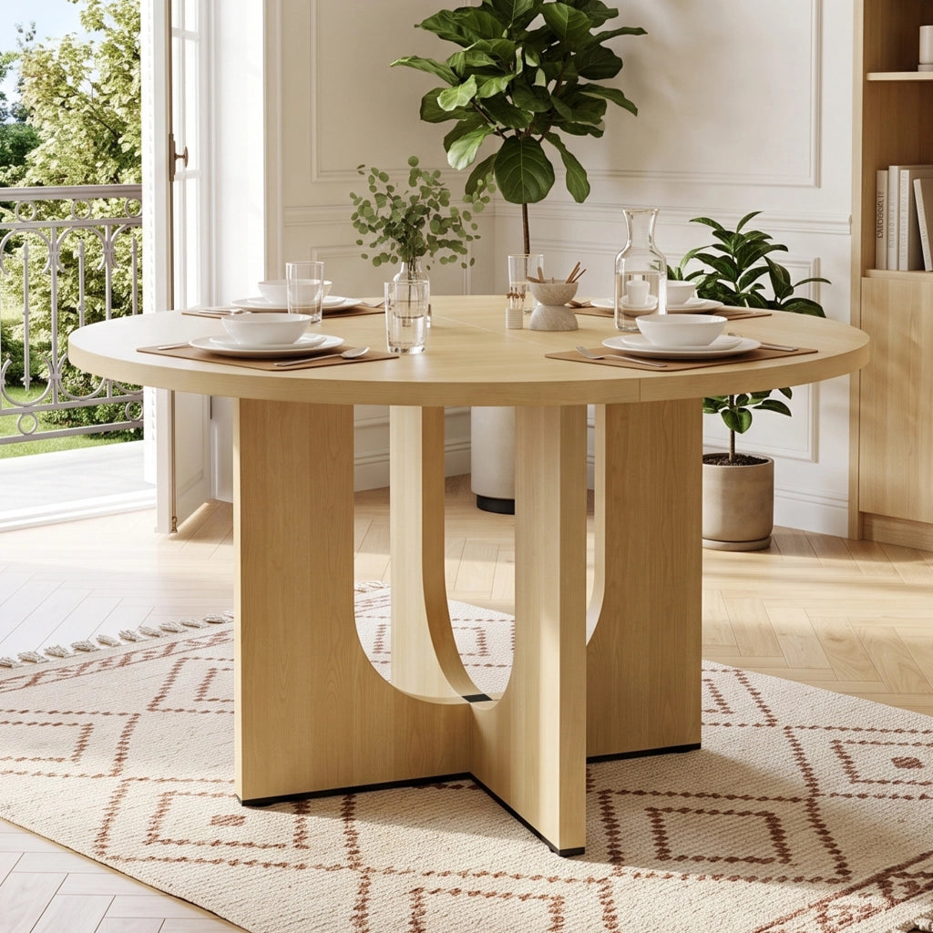 TAVOLO da pranzo rotondo 120 cm MDF colore rovere