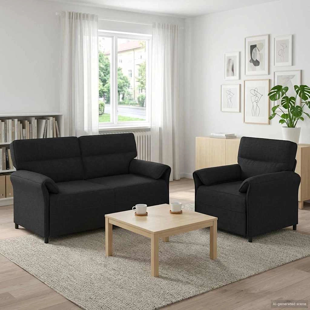 Set di divani 2 pz Nero Tessuto 3424859