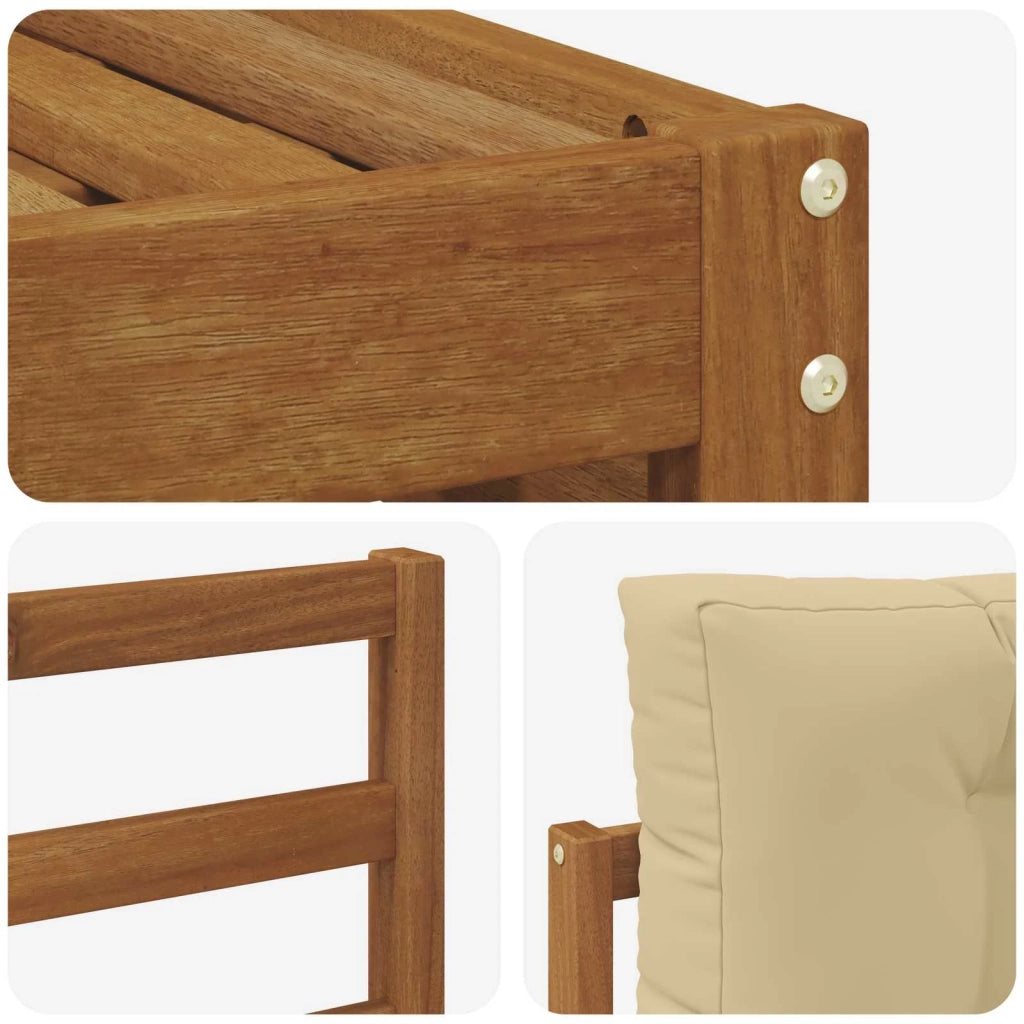 Set divani 6 pcs Naturale e Beige Legno di Acacia Massello 3373883
