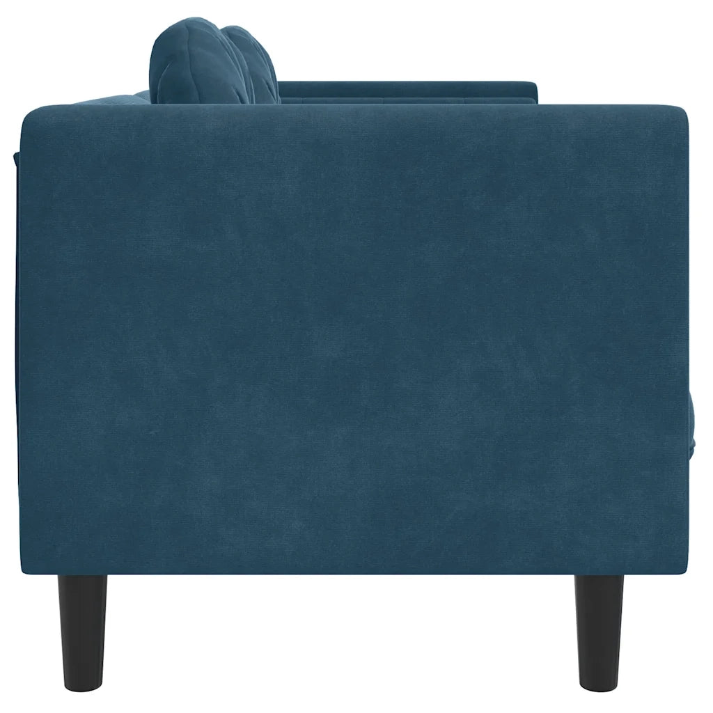 Divano a 3 Posti con Cuscini Blu in Velluto 372650