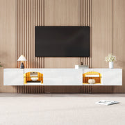 Mobile TV con 4 ante; 2 vani aperti con ripiani in vetro e LED regolabili tramite app; bianco 200 × 30 × 28 cm