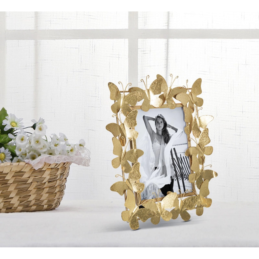 Portafoto Farfalla 24, Oro, Metallo, 28x11,5x30,5 cm