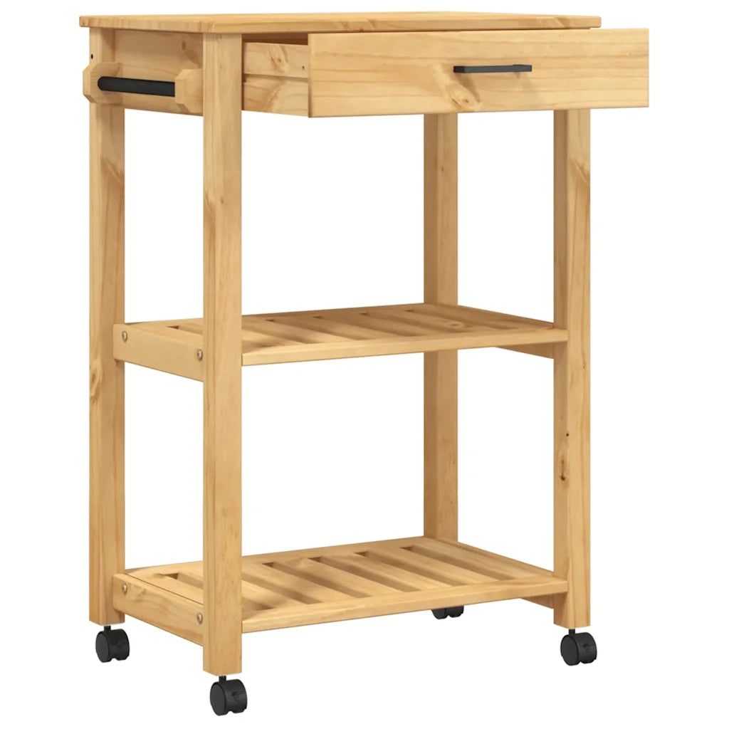 Carrello da Cucina MONZA 60x40x88,5cm in Legno Massello di Pino 376091