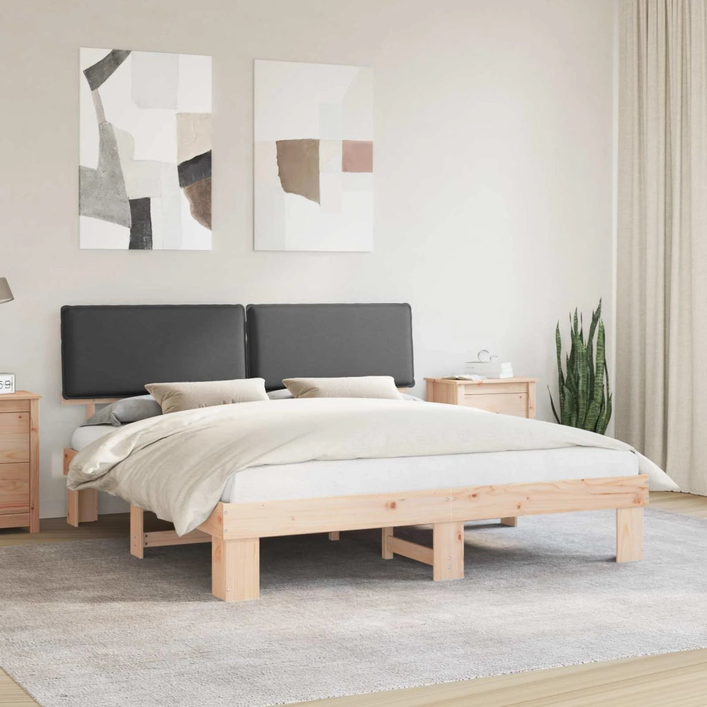 Letto con Testiera Rivestita Grigio scuro 200 x 200 cm