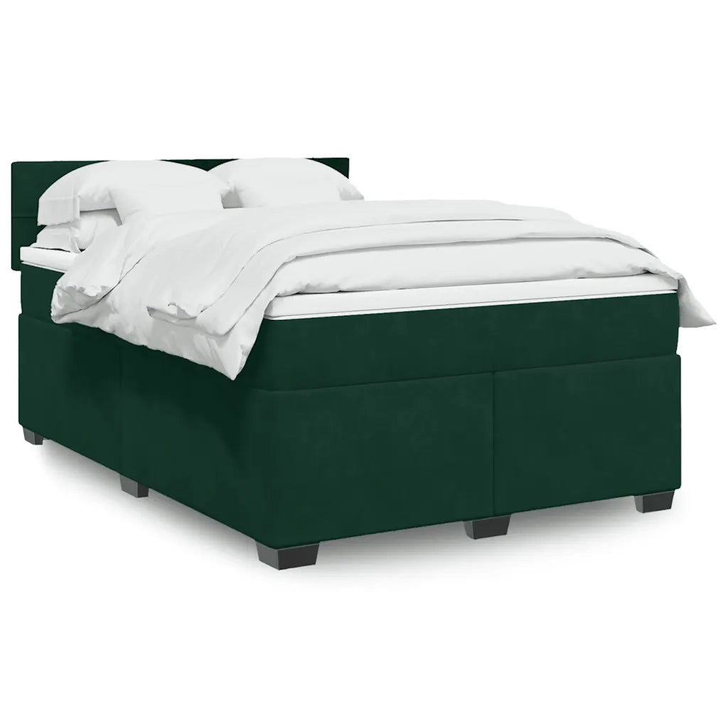 Giroletto a Molle con Materasso Verde Scuro 160x200 cm Velluto 3286357