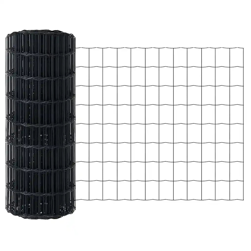 Recinzione con Posto Grigio 0,6 x 25 m Acciaio e PVC