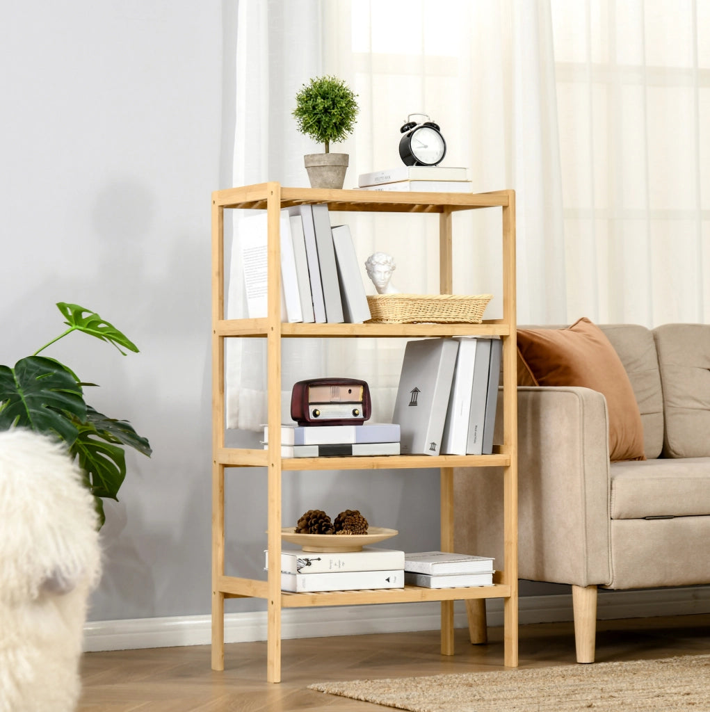 Scaffale in bambù a 4 ripiani 62x33x112 cm naturale